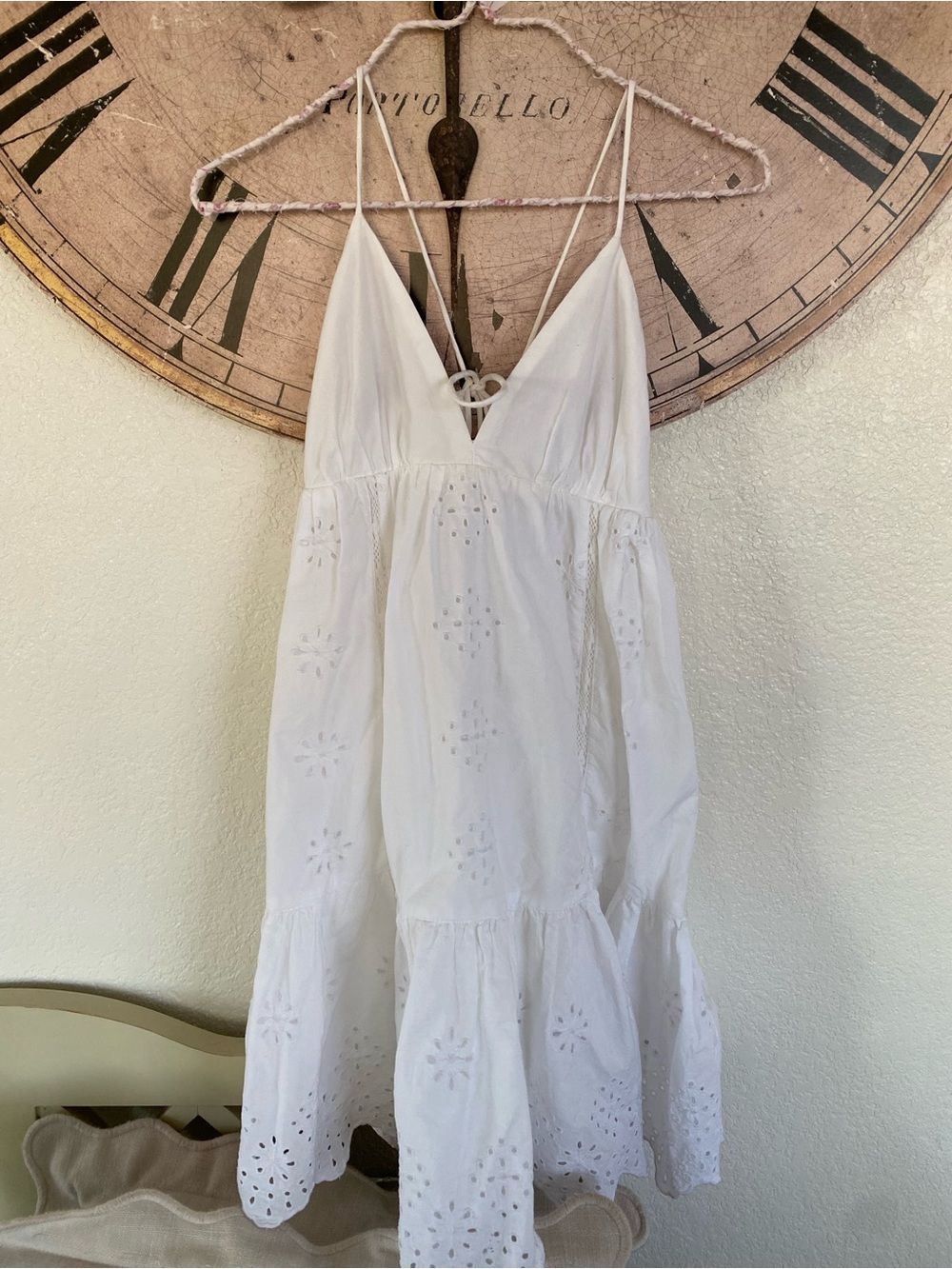 Zara White Cotton Spaghetti-Strap Dress